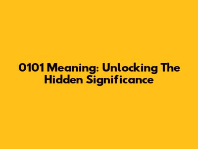 0101 Meaning: Unlocking The Hidden Significance