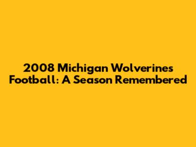 2008 Michigan Wolverines Football: A Season Remembered