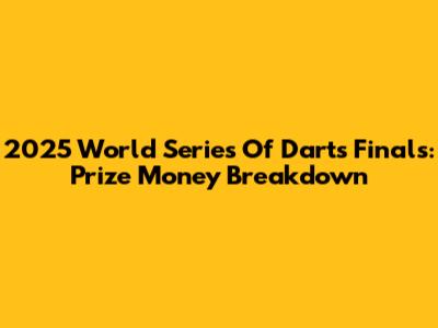 2025 World Series Of Darts Finals: Prize Money Breakdown