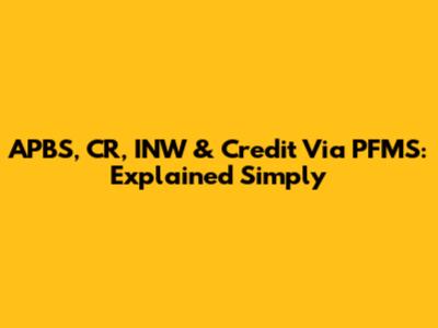 APBS, CR, INW & Credit Via PFMS: Explained Simply