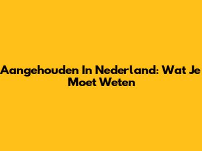 Aangehouden In Nederland: Wat Je Moet Weten