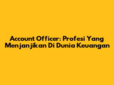 Account Officer: Profesi Yang Menjanjikan Di Dunia Keuangan