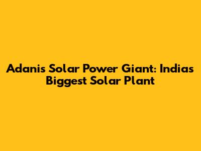 Adani's Solar Power Giant: India's Biggest Solar Plant