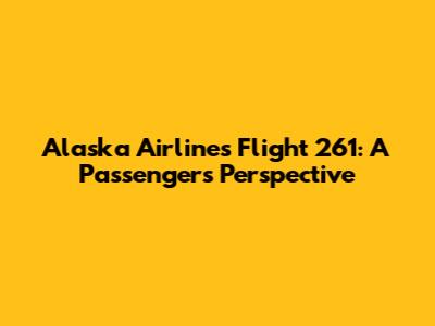 Alaska Airlines Flight 261: A Passenger's Perspective