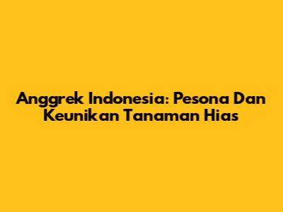 Anggrek Indonesia: Pesona Dan Keunikan Tanaman Hias