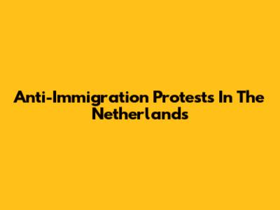 Anti-Immigration Protests In The Netherlands