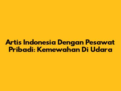 Artis Indonesia Dengan Pesawat Pribadi: Kemewahan Di Udara