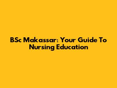 BSc Makassar: Your Guide To Nursing Education
