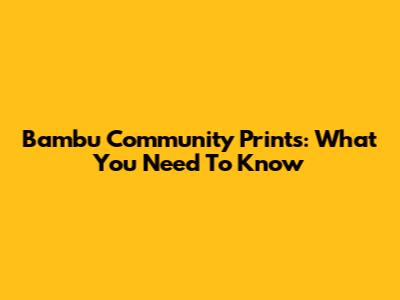 Bambu Community Prints: What You Need To Know