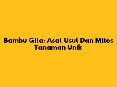 Bambu Gila: Asal Usul Dan Mitos Tanaman Unik