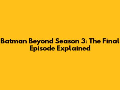 Batman Beyond Season 3: The Final Episode Explained