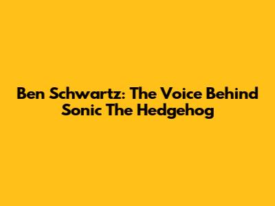 Ben Schwartz: The Voice Behind Sonic The Hedgehog
