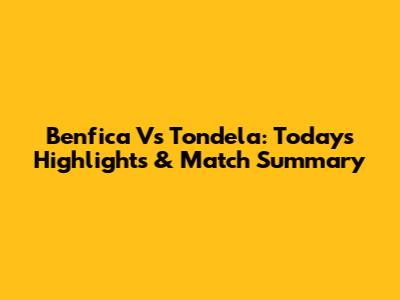 Benfica Vs Tondela: Today's Highlights & Match Summary