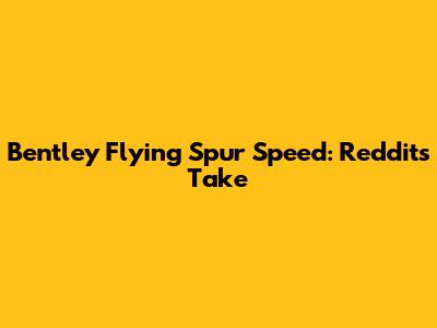 Bentley Flying Spur Speed: Reddit's Take