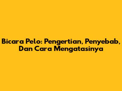 Bicara Pelo: Pengertian, Penyebab, Dan Cara Mengatasinya