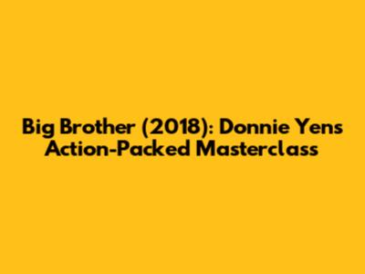 Big Brother (2018): Donnie Yen's Action-Packed Masterclass