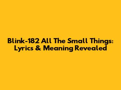 Blink-182 All The Small Things: Lyrics & Meaning Revealed