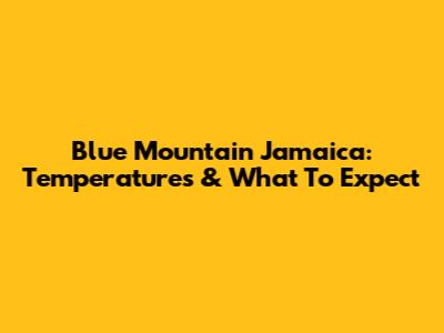Blue Mountain Jamaica: Temperatures & What To Expect