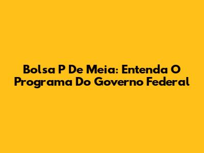 Bolsa P De Meia: Entenda O Programa Do Governo Federal