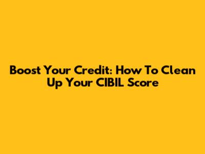 Boost Your Credit: How To Clean Up Your CIBIL Score