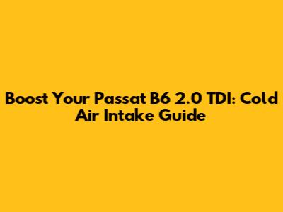 Boost Your Passat B6 2.0 TDI: Cold Air Intake Guide