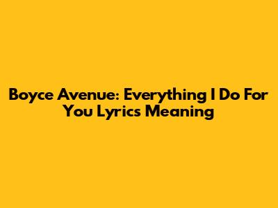 Boyce Avenue: Everything I Do For You Lyrics Meaning