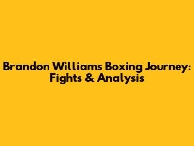 Brandon Williams' Boxing Journey: Fights & Analysis
