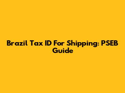 Brazil Tax ID For Shipping: PSEB Guide