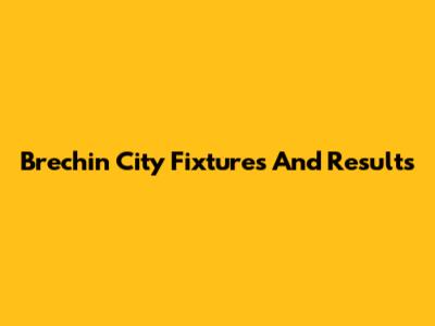 Brechin City Fixtures And Results