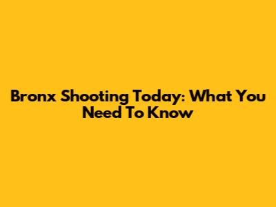 Bronx Shooting Today: What You Need To Know