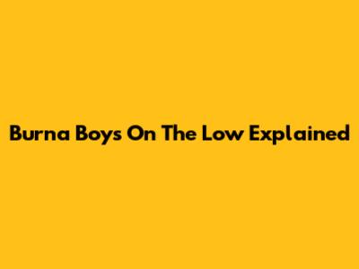 Burna Boy's "On The Low" Explained