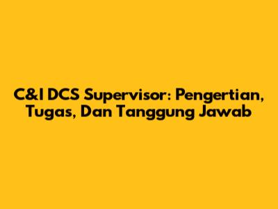C&I DCS Supervisor: Pengertian, Tugas, Dan Tanggung Jawab