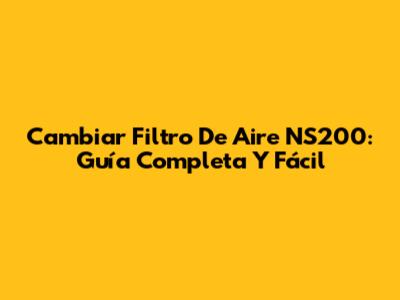 Cambiar Filtro De Aire NS200: Guía Completa Y Fácil
