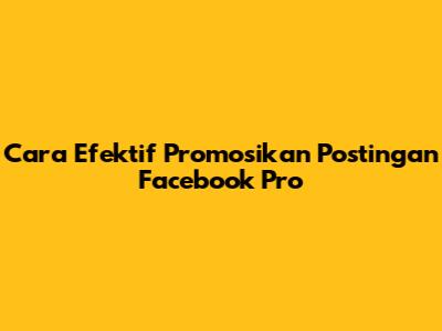 Cara Efektif Promosikan Postingan Facebook Pro