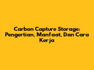Carbon Capture Storage: Pengertian, Manfaat, Dan Cara Kerja