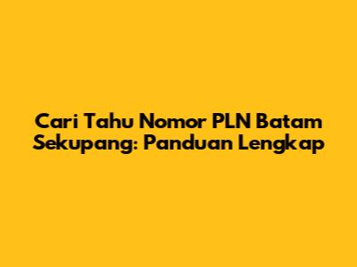 Cari Tahu Nomor PLN Batam Sekupang: Panduan Lengkap