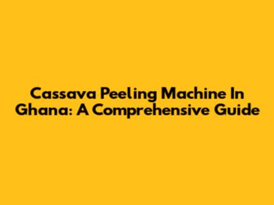 Cassava Peeling Machine In Ghana: A Comprehensive Guide