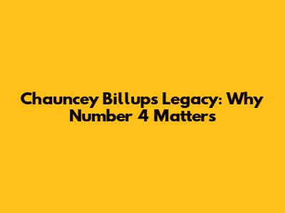 Chauncey Billups' Legacy: Why Number 4 Matters
