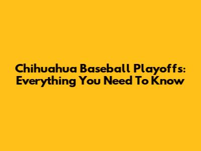 Chihuahua Baseball Playoffs: Everything You Need To Know