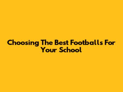 Choosing The Best Footballs For Your School