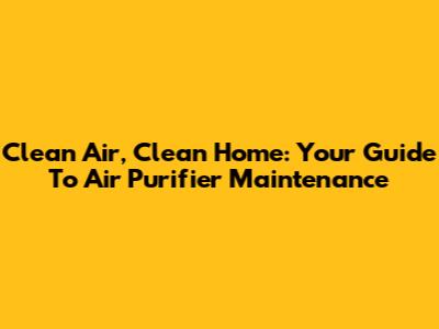 Clean Air, Clean Home: Your Guide To Air Purifier Maintenance