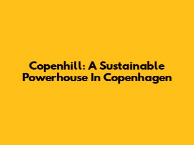 Copenhill: A Sustainable Powerhouse In Copenhagen