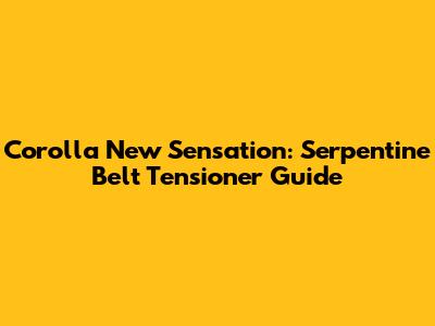 Corolla New Sensation: Serpentine Belt Tensioner Guide