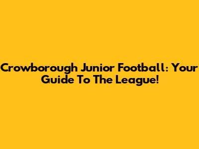 Crowborough Junior Football: Your Guide To The League!