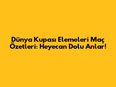 Dünya Kupası Elemeleri Maç Özetleri: Heyecan Dolu Anlar!