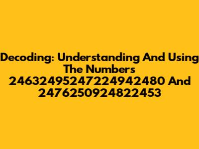 Decoding: Understanding And Using The Numbers 24632495247224942480 And 2476250924822453
