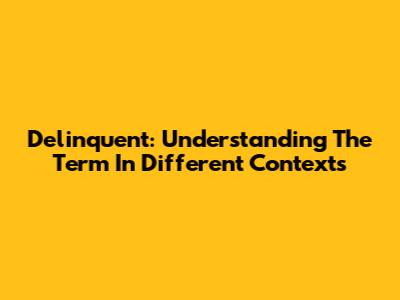 Delinquent: Understanding The Term In Different Contexts