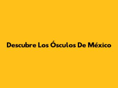 Descubre Los Ósculos De México