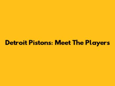 Detroit Pistons: Meet The Players