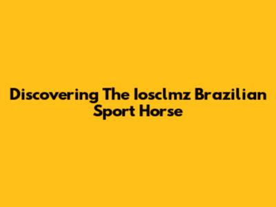 Discovering The Iosclmz Brazilian Sport Horse